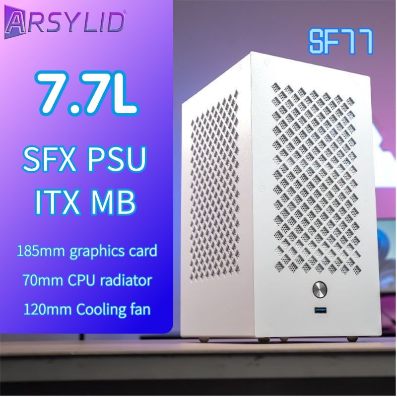 Arsylid SF77 ITX Chassis SFX PSU 185mm Graphics Card 70mm Radiator Smaller Independent Display Case 7.7L