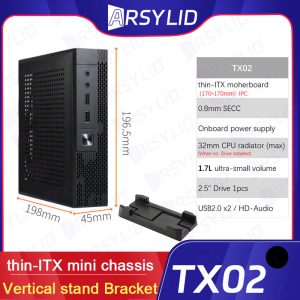 ARSYLID TX02 thin-ITX Computer Case 1.7L Smaller Mini Core Display Form Factor Chassiss