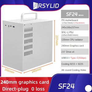 ARSYLID SF24 ITX Chassis 240mm Direct-plug Graphics Card SFX PSU 135mm Radiator 2.5" Drive